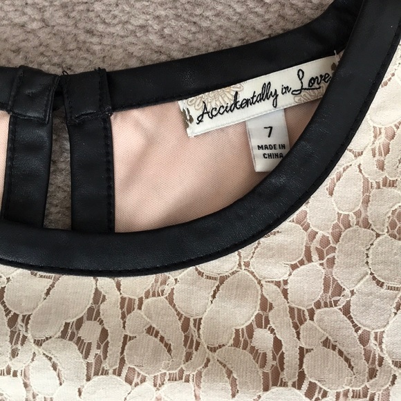 Vegan Leather and Lace Dress - Picture 2 of 4